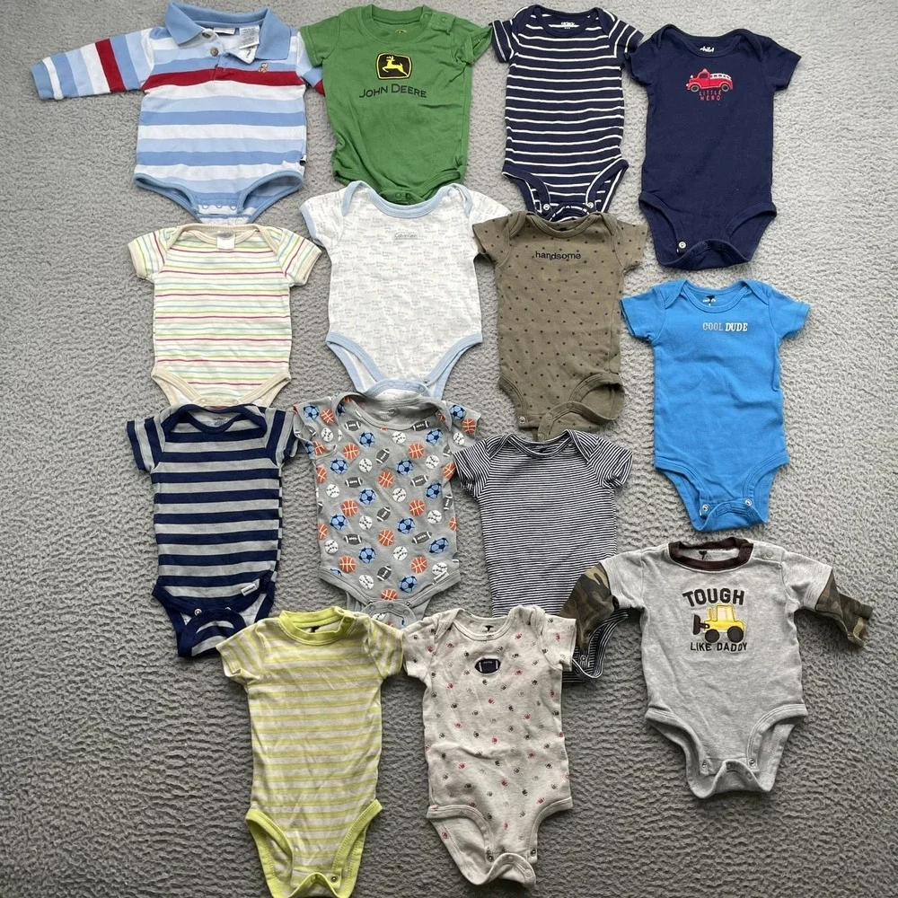 Carters Mix Brands One Piece  LOT (14) Baby Boys 3-6 M Mix‎ Brand Bodysuit Sleep